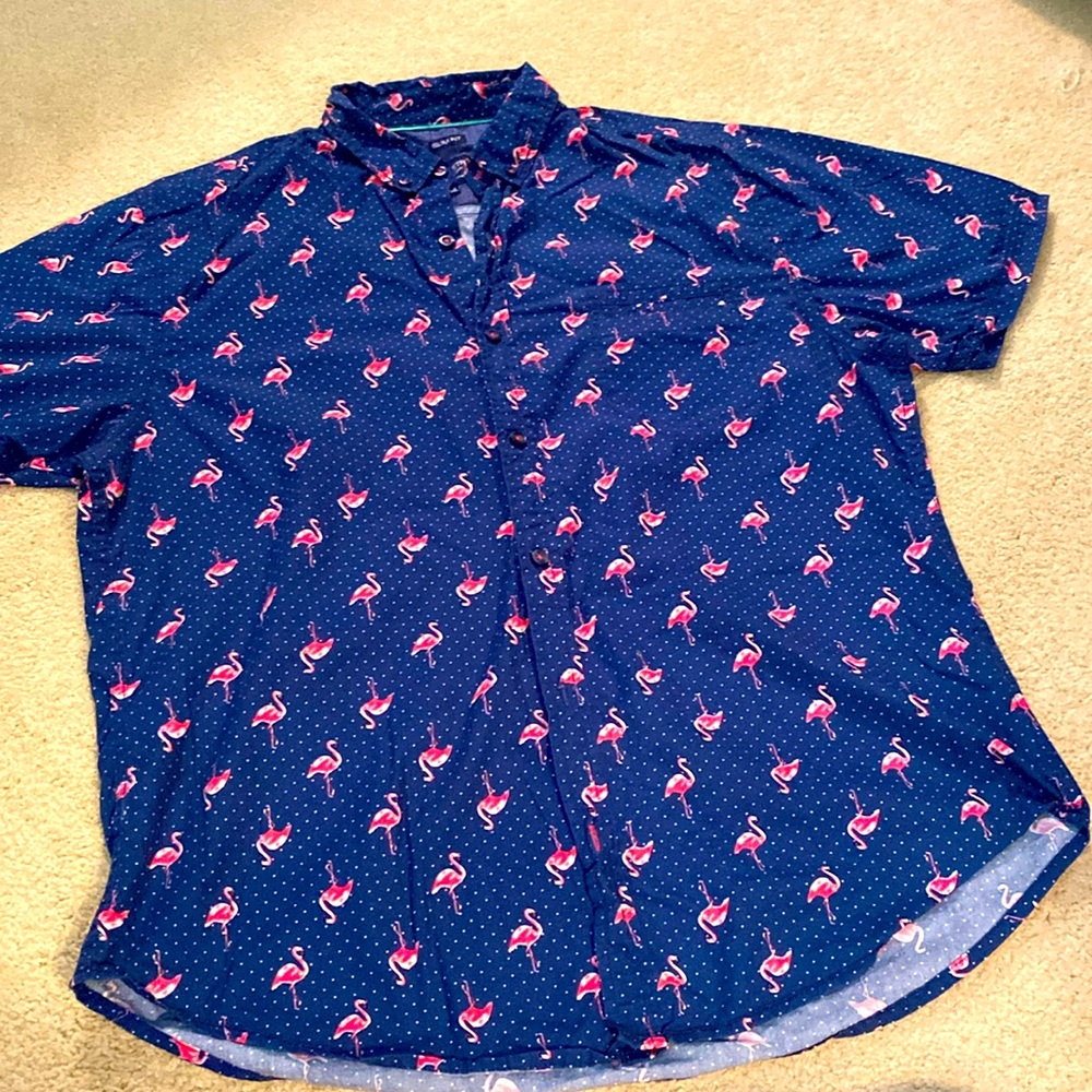 The CUTEST🦩🦩🦩 Flamingo Button-down Shirt L Geometrix Slim Fit Drill